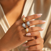 Bague Chevalière en Acier Inoxydable Sertie de Strass, Poli Miroir, Style Massif, Bijoux de Mode pour Femme