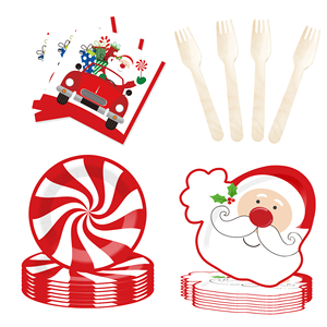 DAMAI Santa Claus and Ganggang Sugar Novelty-shaped Disposable Paper Plates, Paper Cups, Napkins for Christmas Parties - Product Image 5