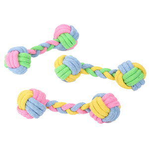 Jouet pour chien en corde de coton tressée, haltère, pour nettoyer les dents, jouets à mâcher pour chiens de petite et moyenne taille - Product Image 1