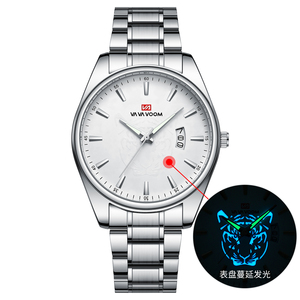 Montre à quartz pour homme, cadran rond en acier inoxydable, montre-bracelet analogique, style classique pour les affaires - Product Image 1