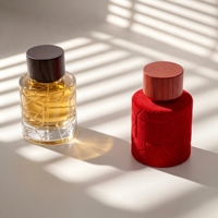 Flacons de parfum ronds personnalisés pour cadeaux de mariage, 100 ml, vides, emballage luxueux en verre floqué rouge, avec couvercle en bois
