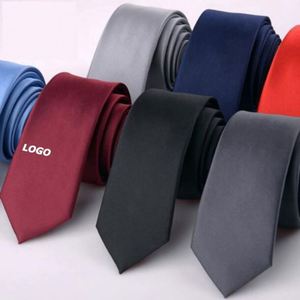 Corbata Delgada para Hombre, Color Sólido, Poliéster Resistente, Diseño Jacquard, para Negocios, Bodas y Fiestas, Moderna y a la Moda - Product Image 1
