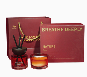 Juego de Regalo de Difusor de Aroma con Vela Perfumada en Vaso de Vidrio Rojo Elegante, Hecho a Mano y Personalizado, Decoración Premium para el Hogar, Ideal para Regalos de Cumpleaños o Festivos - Product Image 1