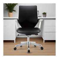 Chaise ergonomique pivotante en maille de cuir de luxe pour réunion à dossier moyen avec accoudoirs en alliage d'aluminium Chaise de bureau pour le personnel
