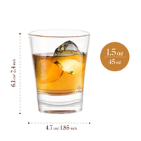 Verres à shot de luxe sans plomb de 1,5 oz à base épaisse avec logo personnalisé, base carrée transparente de qualité supérieure pour whisky, tequila, vodka et spiritueux
