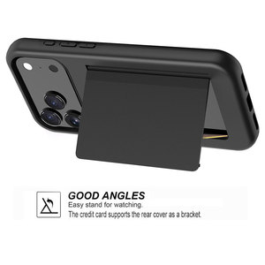 Funda Cartera para <span class=keywords><strong>iPhone</strong></span> 17 Pro Max con Ranura para Tarjetas y Soporte <span class=keywords><strong>2</strong></span> en 1, Carcasa Protectora Antigolpes de PC y TPU para <span class=keywords><strong>iPhone</strong></span> 13 14 15 16 17 Air - Product Image 3