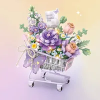 LOZ 4124 4126 4127 MOC Kit de Modélisation de Fleurs pour Journée Romantique, Bouquet Simulé à Assembler, Ornement, Cadeau d'Anniversaire, Ensembles de Blocs de Construction