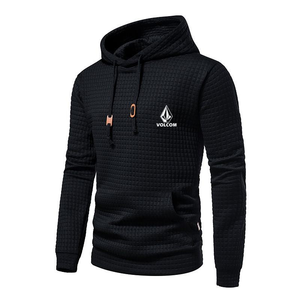 Sweat-shirt tricoté à capuche couleur unie avec grande poche, 250 g/m², 100 % polyester, pour l'automne, grande taille - Product Image 2
