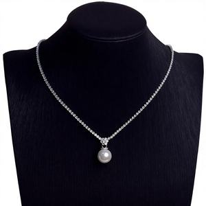 Shining <strong>Diana</strong> Luxury Ginky Stars Shattered Silver Flash Zircon Clavicle Chain Pearl Necklace Light Women's Girlfriend Jenny - Product Image 1