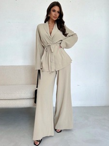 Annshine Fashion 2026 Musim Semi/Gugur Gaya Eropa dan Amerika Set Celana Panjang Wanita Elegan Berkerah V Lengan Panjang - Product Image 4