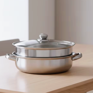 Olla Vaporera de Acero Inoxidable de 28 cm para el Hogar, Olla Vaporera de Gran Capacidad para Cocina, Regalos, Ollas, Vaporera de Alimentos, Olla para Sopa - Product Image 1