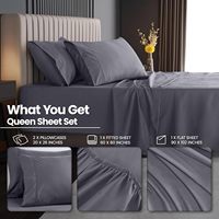 Parure de draps Queen Size à poches extra profondes, convient aux matelas jusqu'à 21 pouces, rafraîchissante, douce et respirante, 4 pièces, gris
