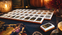 Jeu de Mahjong américain de 160 tuiles en acrylique, dos marbré violet, bordure orange citrouille, pour soirée de jeu d'Halloween