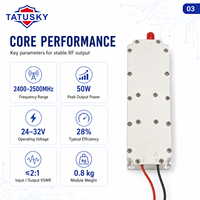 2400-2500MHz 2.4GHz 50W modul Anti UAV daya tinggi GaN Lora dengan penguat daya RF Isolator untuk C-UAS Counter AUTEL Mavic 3 FPV