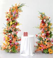 Fleurs Artificielles pour Arche de Mariage, Composition Florale Rose, Blanche et Orange, Guirlandes de Fleurs Artificielles pour Fond d'Arche