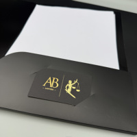 Porte-documents en papier avec fente pour carte, texture gaufrée, protection anti-rayures, taille personnalisée, logo en feuille d'or