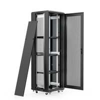 Armoire serveur réseau classique de 19 pouces en acier avec porte vitrée et porte grillagée, conception personnalisée pour les centres de données