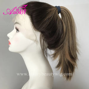 Peruca Kosher LX133 com Topo de Renda Transparente, Cabelo Humano Virgem da Fábrica Europeia, Peruca Wunder para Bebês Calvos, Peruca Judaica com Rabo de Cavalo para Academia - Product Image 4