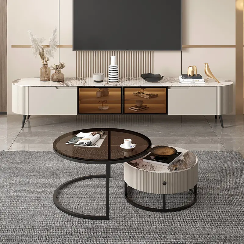 DSG02-muebles modernos para el hogar, soporte de TV de tamaño largo, mesa de centro de diseño, cajón de madera, conjunto de almacenamiento, TV, armarios