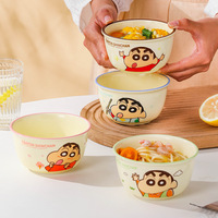 Crayon Shin-chan, ensemble de 4 bols à riz en céramique, coffret cadeau pour couple, famille, vaisselle de table, boîte cadeau