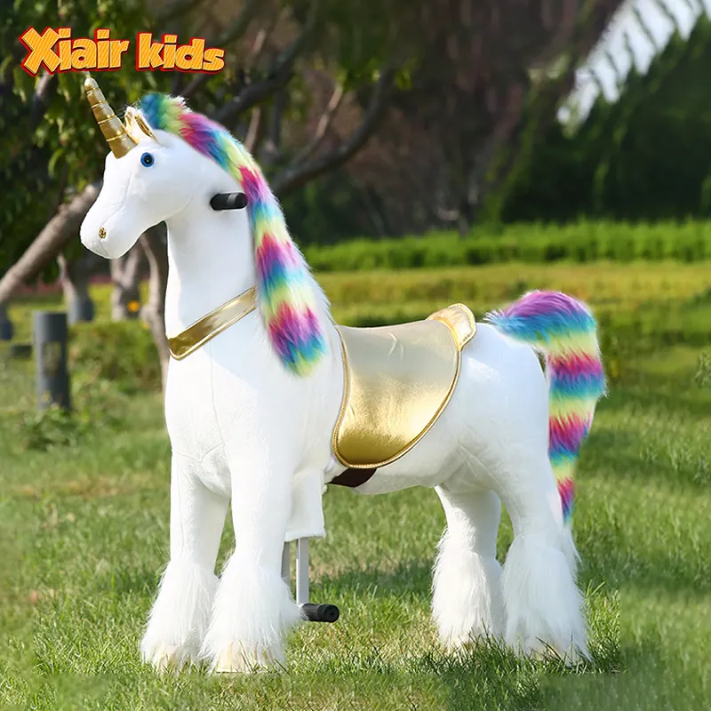 Xiair ילדים נסיעת חיה הליכה צעצוע רכיבה סוס על צעצוע גלגלים עבור ילד ומבוגר עבודת יד בפלאש לדחוף לרכב על צעצועים בעלי חיים