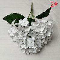 Vente directe usine – Bouquet d'hortensias en latex vert, violet et blanc, impression 3D, toucher réel, 5 têtes, pour mariages et événements