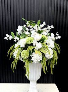 Boule de <span class=keywords><strong>fleurs</strong></span> blanche et verte tendance LUYI, style <span class=keywords><strong>jardin</strong></span>, 20-30 cm, centre de table artificiel pour décoration de mariage - Product Image 2