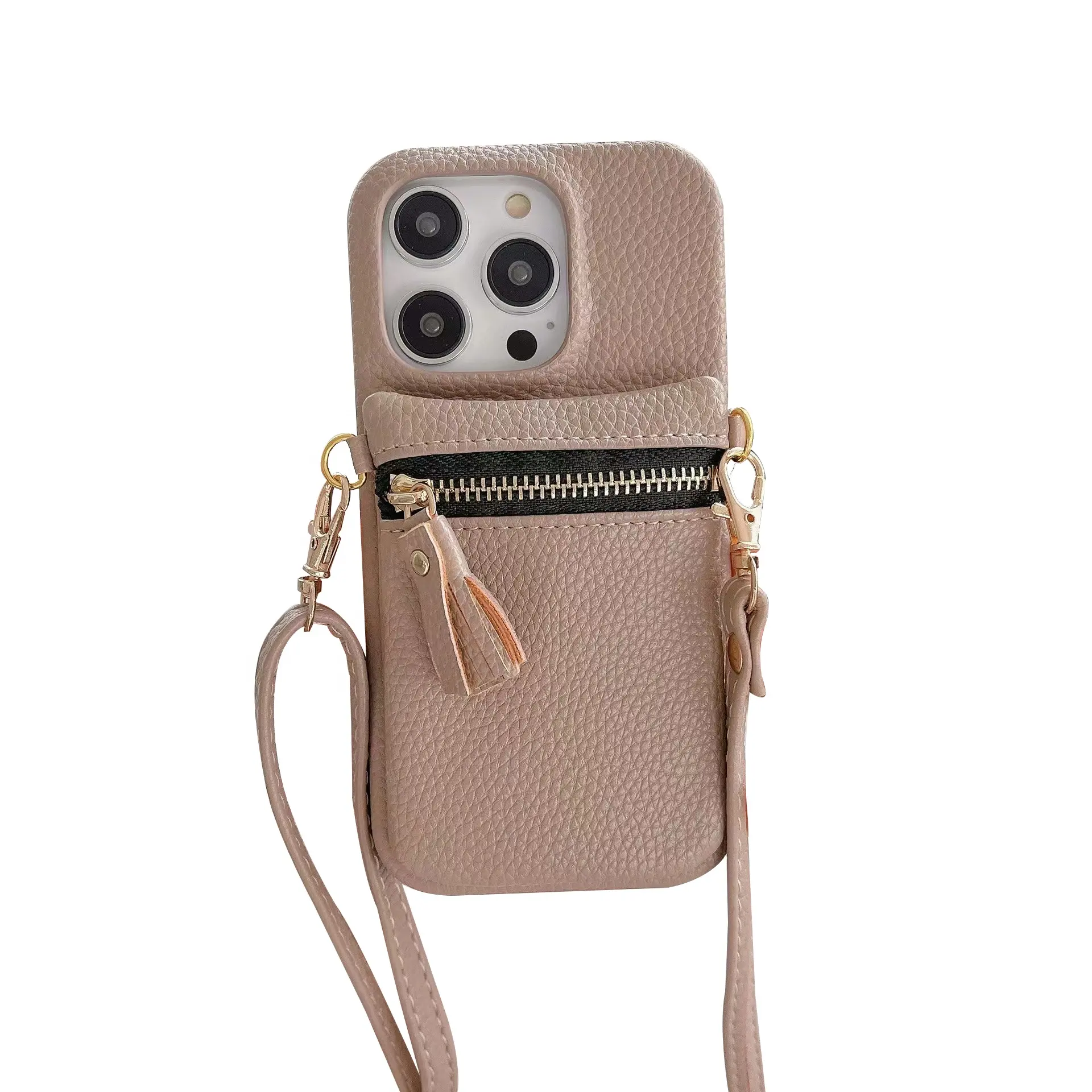 leather case for iPhone 14 pro max women crossbody mobile phone leather case change card bag with strap