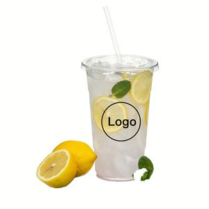 Vasos de Plástico PET Transparentes Desechables Ecológicos con Logotipo Personalizado Impreso para Batidos y Smoothies de 98 mm con Tapas en Tamaños de 12-24 oz - Product Image 1