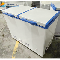 Congélateur coffre hybride solaire électrique AC/DC double zone 348L, réfrigérateur à double température pour utilisation hors réseau