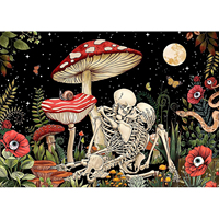 Champignon 5D Diamant Art DIY Kits Full Drill Tissu Artisanat pour Adultes Maison Décoration Murale Squelette Lune Diamant Points Nature Morte