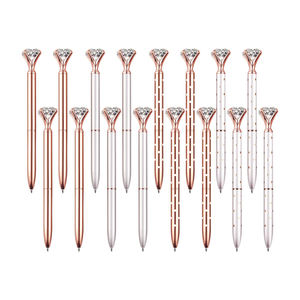 Grand stylo à bille en métal avec cristaux et diamants, personnalisable pour cadeau promotionnel - Product Image 1