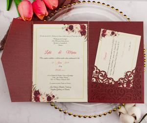 Carte d'invitation de <span class=keywords><strong>mariage</strong></span> de luxe en pochette <span class=keywords><strong>bordeaux</strong></span>, découpée au laser, invitations tri-pliantes, cartes de vœux, cartes cadeaux pour la décoration de <span class=keywords><strong>mariage</strong></span> et d'anniversaire - Product Image 2