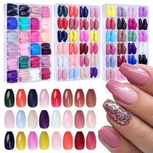 Lot de 24 faux ongles carrés givrés style français à presser, couvrance totale, pour manucure de salon - Product Image 1
