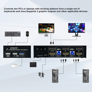 JideTech doppio <span class=keywords><strong>Monitor</strong></span> <span class=keywords><strong>KVM</strong></span> <span class=keywords><strong>Switch</strong></span> <span class=keywords><strong>2</strong></span> <span class=keywords><strong>computer</strong></span> con <span class=keywords><strong>2</strong></span> <span class=keywords><strong>Monitor</strong></span> USB3.0 (HDMI + DP) 4K @ 60Hz <span class=keywords><strong>2</strong></span> porta <span class=keywords><strong>KVM</strong></span> Display digitale cablato remoto - Product Image 2