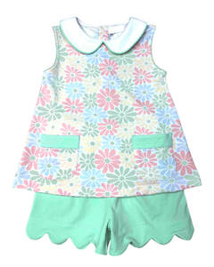 Conjunto Infantil GSSO3634 Personalizado para Niña Activa, con Zapatos de Ballet Rosados con Lazo y Bordado, Manga Corta, Venta al Por Mayor - Product Image 3