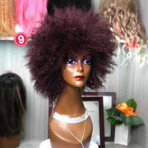Wholesale 8 Inch <b>Afro</b> Curl Burg Machine Made Synthetic <b>Wig</b> High Quality Fiber Easy & Go Soft Glueless Fluffy <b>Wig</b> for Black Women - Product Image 6