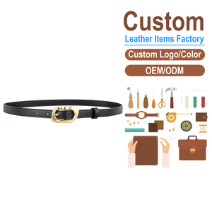 Cinturón de Cuero de Primera Calidad para Mujer, Cinturón Decorativo con Hebilla Dorada Irregular para Pantalones Casuales y de Traje - Product Image 2