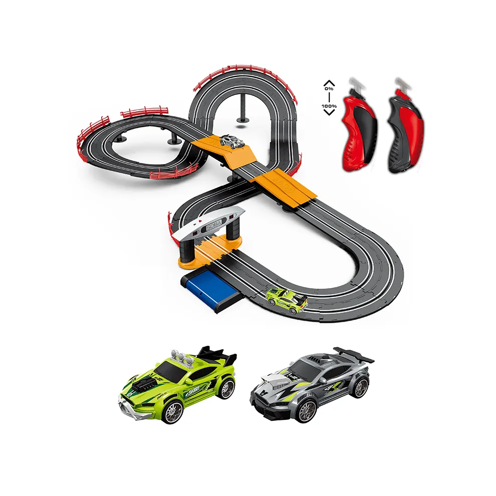 Racing Car Toys Digital Lap Counter Slot Car 1/43 With 2PCS Springboard