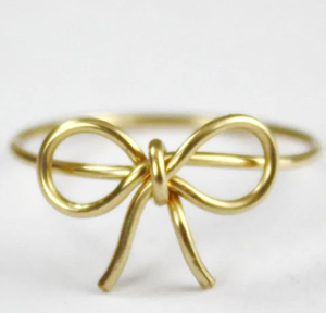 Anello con papillon in oro minimalista avvolto in filo avvolto in oro Dimentica Me anello con nodo con anello con nodo e promessa amicizia - Product Image 5