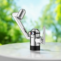 Robinet de lavabo en laiton chromé, mitigeur eau chaude et froide, anti-éclaboussures, économie d'eau, pliable, durable, robinets de salle de bain