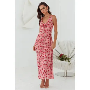 Fashion New Design Sexy Sleeveless Bodycon Mini Knitted Summer Floral Casual Women's Maxi Dresses