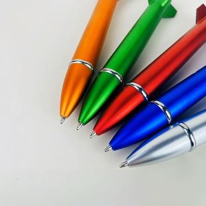 Stylo bille publicitaire personnalisé avec logo imprimé, cadeau d'entreprise, en plastique, multifonction, forme fusée, finition LED lumineuse - Product Image 3