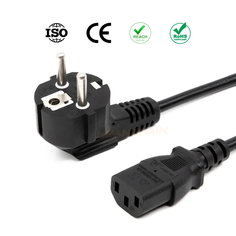 1.5m 1.8m black high quality eu power cord with copper for laptop desktop computer power cable c13