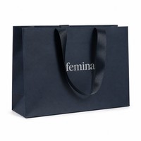 Sacs shopping en papier noir recyclé personnalisés pour vêtements, emballage promotionnel, avec votre propre logo, vente en gros, poignée artisanale personnalisée