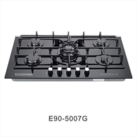 Cuisinière à gaz 5 brûleurs OEM/ODM d'usine, plaque de cuisson à gaz encastrable en acier inoxydable de 90 cm pour usage domestique en cuisine