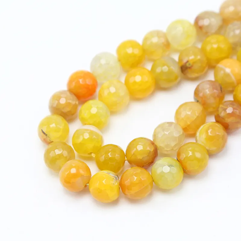 12mm Gemstone Beads Orange Crackle Agate Faceted Round Beads DIY Jewelry Bead Jewelry Making