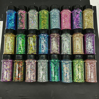 2oz Bouteille Couleur Printemps Artisanat Holographique Néon Bloc Mixte Chunky Poudre Paillettes pour Cadeau Décoration de Noël 24 Couleurs par Set