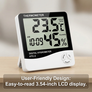 Termo-Higrômetro Digital HTC-2 com Sonda Externa à Prova d'Água para Uso Doméstico - Product Image 1