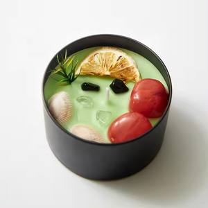 特注ロゴ高級ブラックブリントドライフラワークリスタル石英大豆ワックス香りキャンドル - Product Image 3